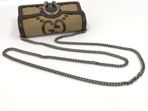 2000087257800458 4 Gucci Dionysus Jumbo GG Canvas Leather Chain Shoulder Bag Beige Brown