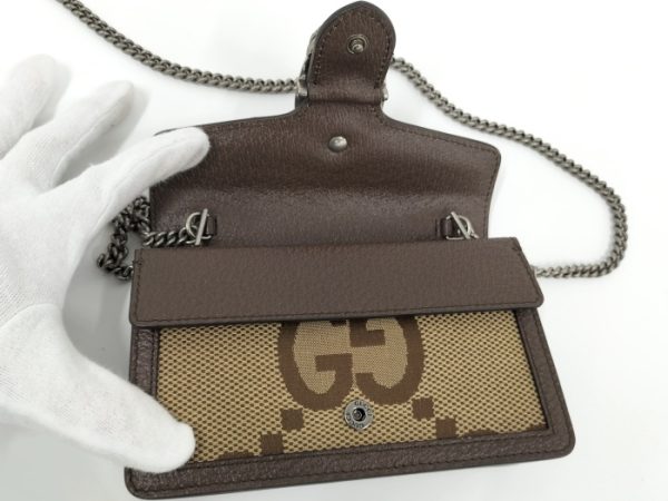 2000087257800458 7 Gucci Dionysus Jumbo GG Canvas Leather Chain Shoulder Bag Beige Brown