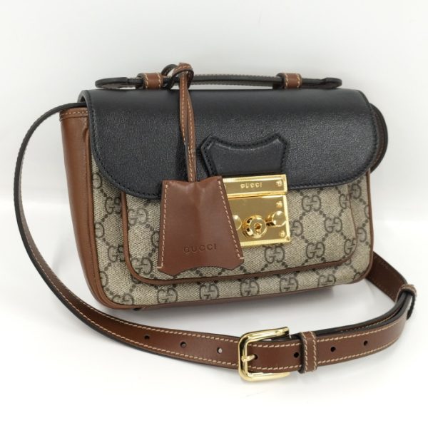 oplus 256 Gucci Padlock GG Supreme PVC 2WAY Shoulder Bag Beige Brown Black