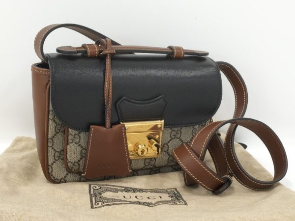 oplus 256 Gucci Padlock GG Supreme PVC 2WAY Shoulder Bag Beige Brown Black