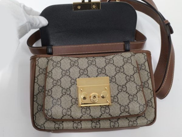 oplus 256 Gucci Padlock GG Supreme PVC 2WAY Shoulder Bag Beige Brown Black