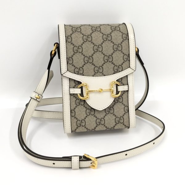 2000087257800463 1 GUCCI Mini Shoulder Bag Horsebit GG Supreme PVC Beige