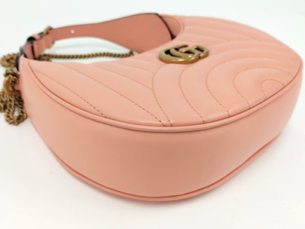 2000087257800467 3 Gucci GG Marmont Half Moon Leather 2WAY Handbag Pink