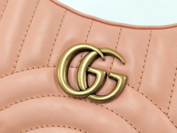 2000087257800467 6 Gucci GG Marmont Half Moon Leather 2WAY Handbag Pink