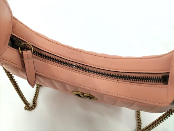 2000087257800467 7 Gucci GG Marmont Half Moon Leather 2WAY Handbag Pink