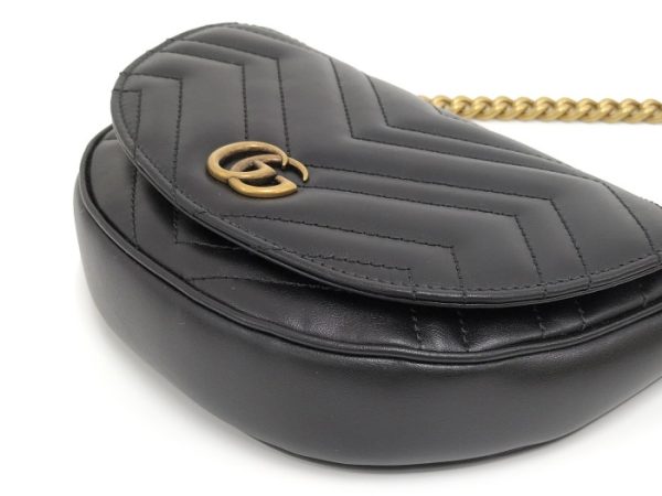 oplus 256 GUCCI Chain Shoulder Bag Leather Black