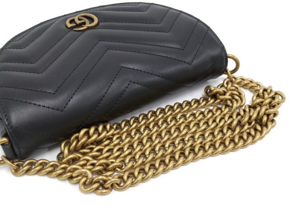 oplus 256 GUCCI Chain Shoulder Bag Leather Black