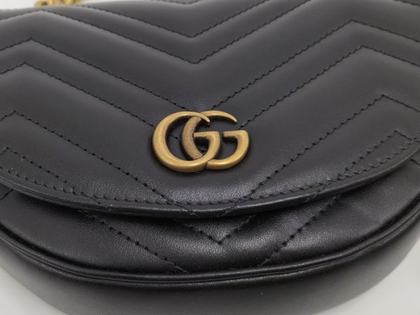 oplus 256 GUCCI Chain Shoulder Bag Leather Black