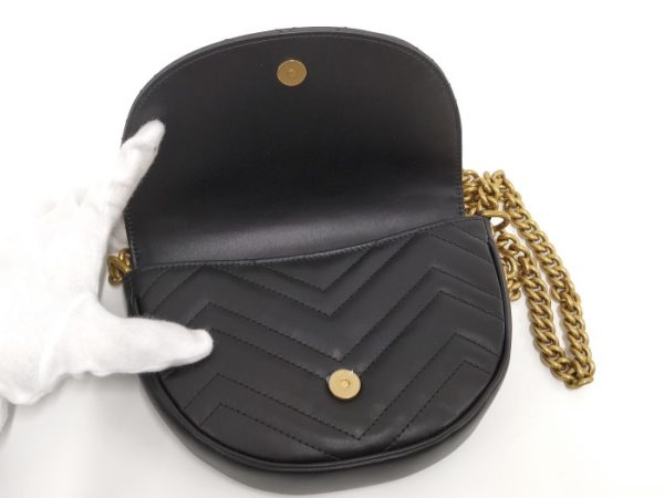 oplus 256 GUCCI Chain Shoulder Bag Leather Black