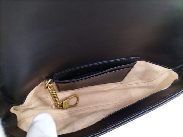 oplus 256 GUCCI Chain Shoulder Bag Leather Black