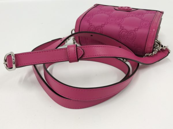 2000087257800490 6 GUCCI Logo GG Leather Shoulder bag Nylon Pink