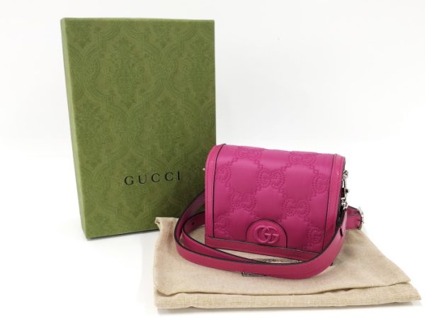 2000087257800490 9 GUCCI Logo GG Leather Shoulder bag Nylon Pink