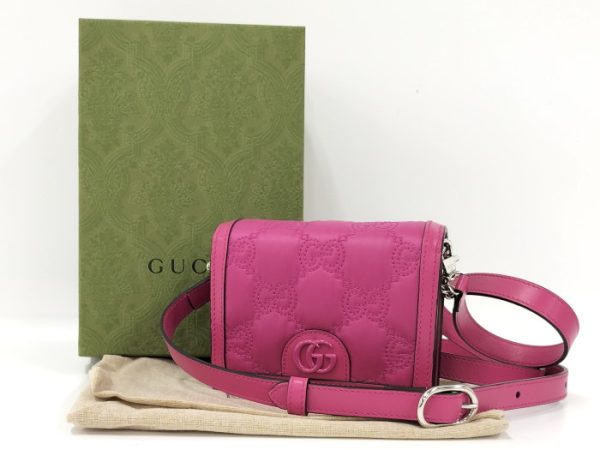 oplus 256 Gucci GG Marmont Nylon Leather Shoulder Bag Pink