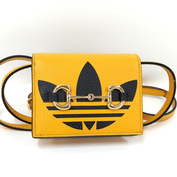 2000087257800503 1 GUCCI Adidas Collaboration Shoulder Compact Wallet Horsebit Leather Orange