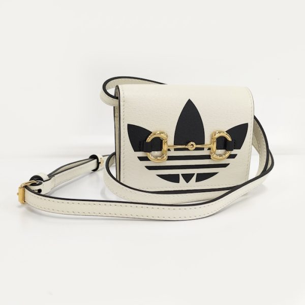 oppo 256 GUCCI Adidas Collaboration Shoulder Wallet Leather White