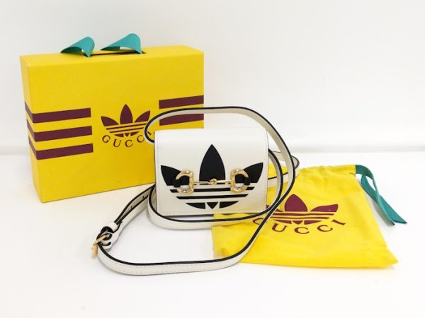 oppo 256 GUCCI Adidas Collaboration Shoulder Wallet Leather White