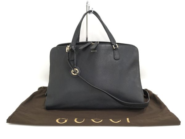 oplus 256 Gucci 2WAY Shoulder Bag Interlocking G Double Zip Leather Black