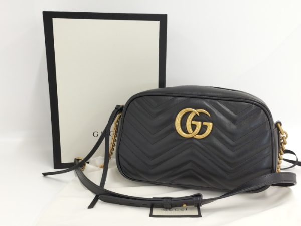 2000087259300203 10 GUCCI Shoulder Bag GG Marmont Leather Black