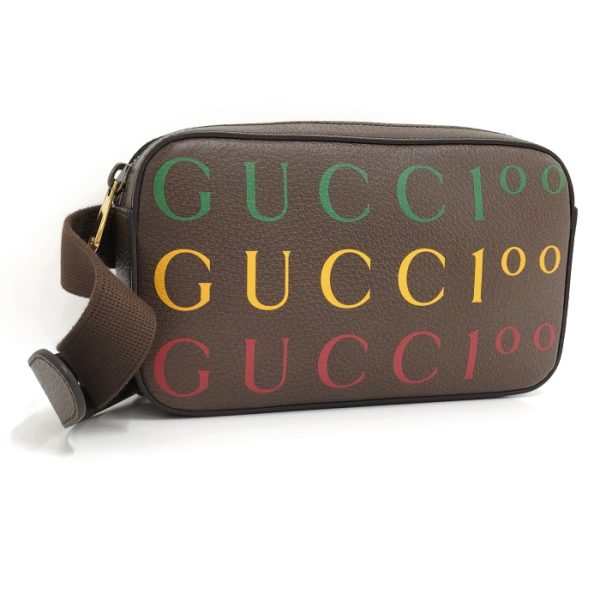 2000088257800220 1 GUCCI Body Bag Belt Bag 100th Anniversary Leather Brown