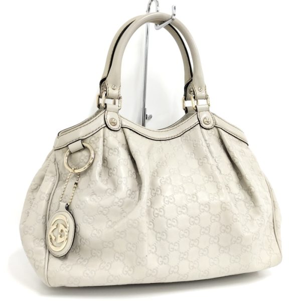 2000088258200255 1 GUCCI Sukey Handbag Guccissima Leather White