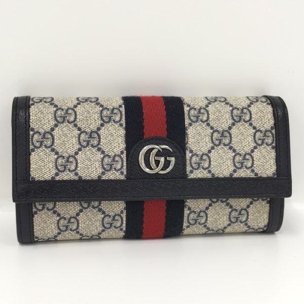 oplus 256 Gucci Ophidia Large GG Supreme Canvas Wallet Navy