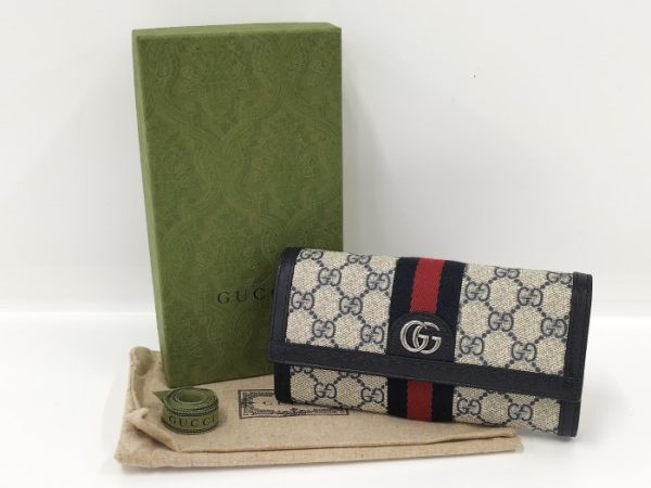 oplus 256 Gucci Ophidia Large GG Supreme Canvas Wallet Navy