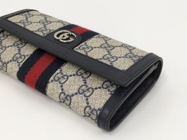 oplus 256 Gucci Ophidia Large GG Supreme Canvas Wallet Navy