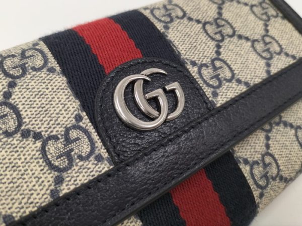 oplus 256 Gucci Ophidia Large GG Supreme Canvas Wallet Navy