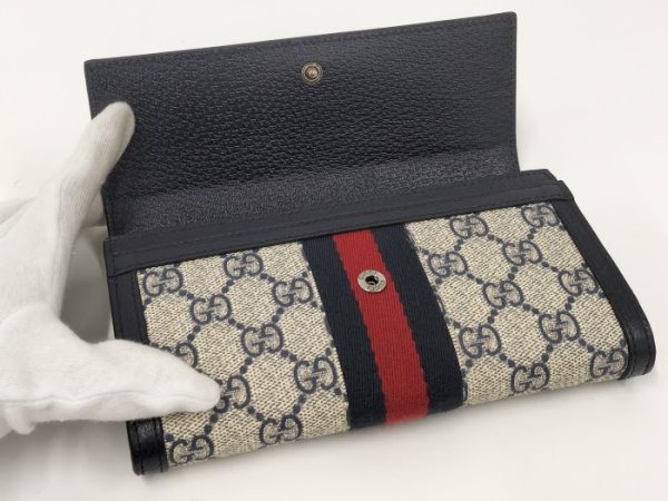 oplus 256 Gucci Ophidia Large GG Supreme Canvas Wallet Navy