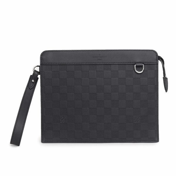 200009669019 Louis Vuitton Damier Infini Leather Onyx Stand Pouch Bag Black Silver