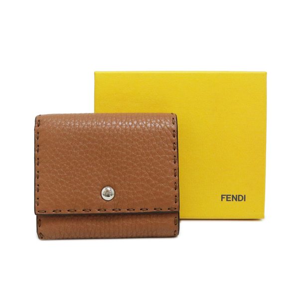 200011570019 2 Fendi Selleria Bifold Leather Wallet Brown