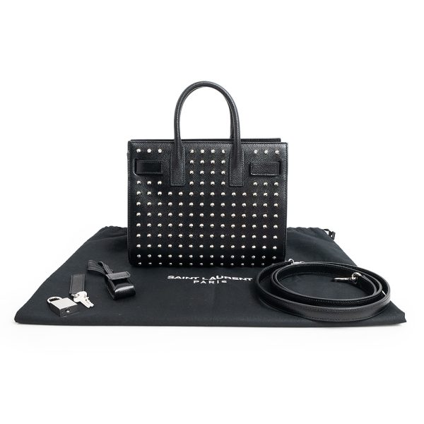 200012545019 2 SAINT LAURENT PARIS Nano Studs 2WAY Shoulder Handbag Black