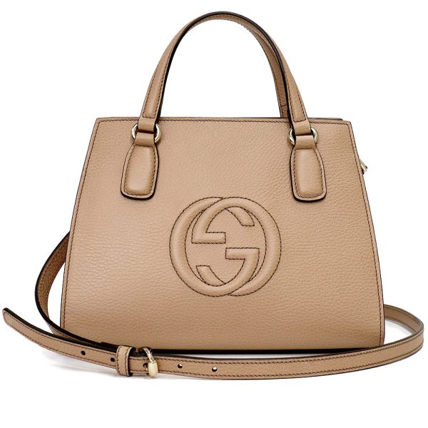 200012741019 Gucci Soho Interlooking Leather 2 Way Shoulder Bag Beige