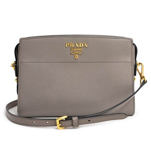 200013321019 Prada Saffiano Soft Calf Leather 2 Way Clutch Bag Argilla