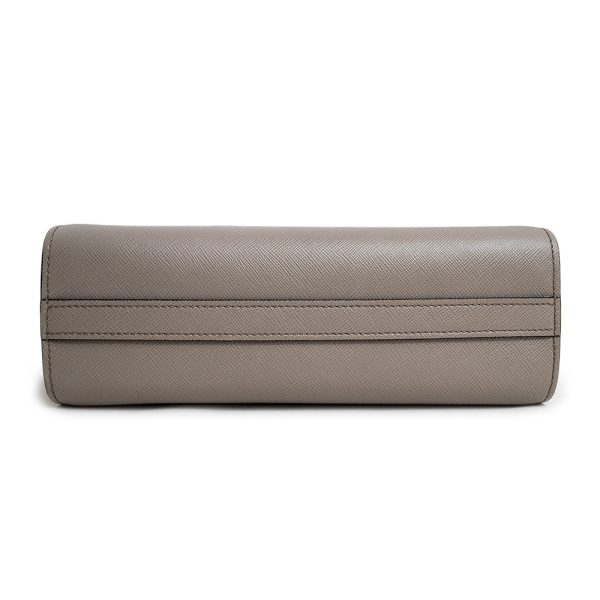 200013321019 7 Prada Saffiano Soft Calf Leather 2 Way Clutch Bag Argilla