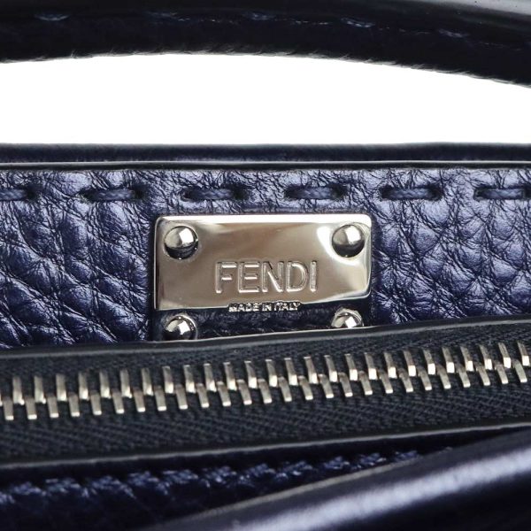 200013428019 12 Fendi Roman Leather Mini Shoulder Bag Metallic Blue