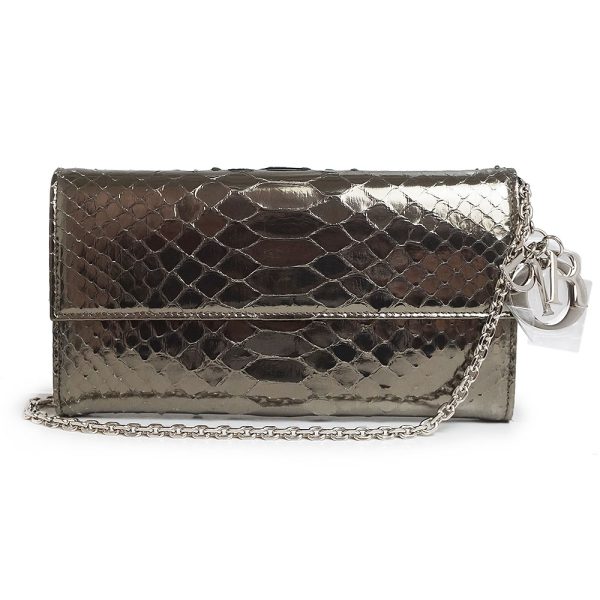 200013953019 Christian Dior Chain Wallet Python Metallic Silver