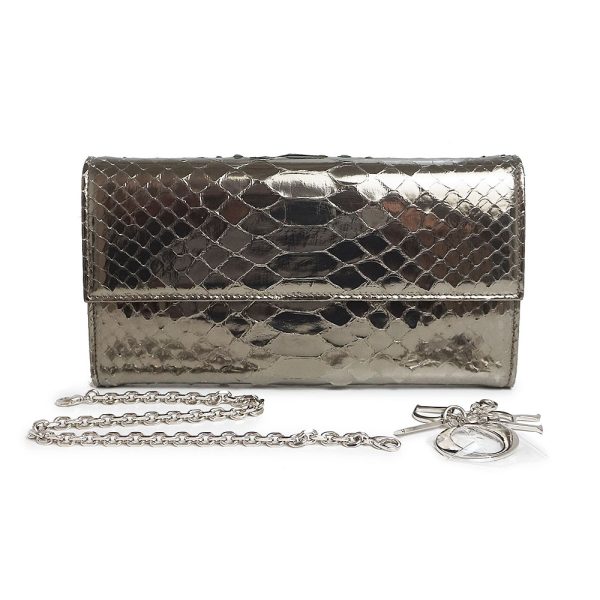 200013953019 2 Christian Dior Chain Wallet Python Metallic Silver