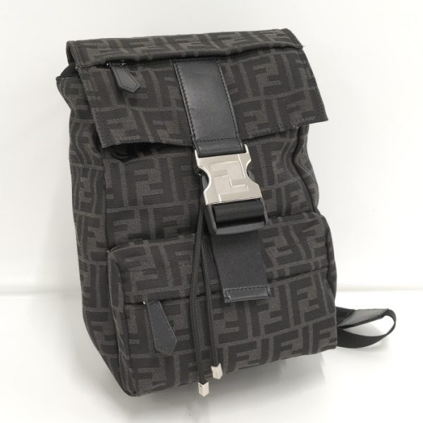 oplus 256 FENDI Fendines Small Backpack Canvas Black Grey