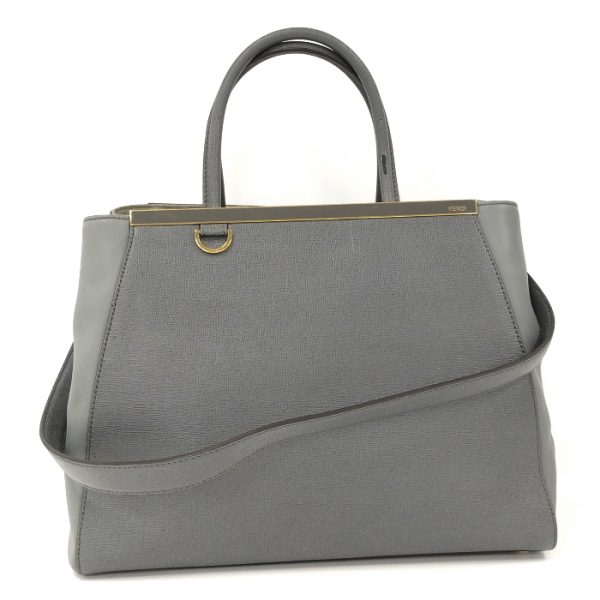 oplus 256 FENDI 2WAY Shoulder Bag Tote Bag Toujour Leather Grey