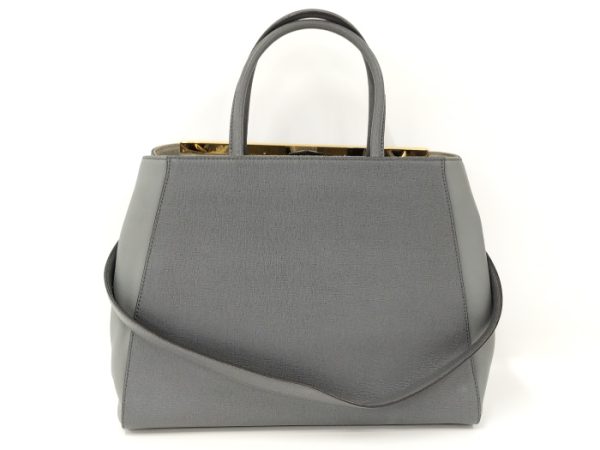 oplus 256 FENDI 2WAY Shoulder Bag Tote Bag Toujour Leather Grey