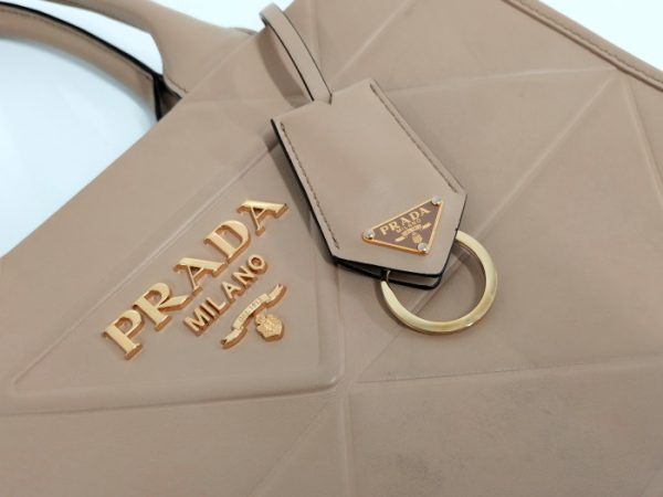 2000232251200086 7 Prada Symbol Topstitched Leather Small Bag Handbag Beige