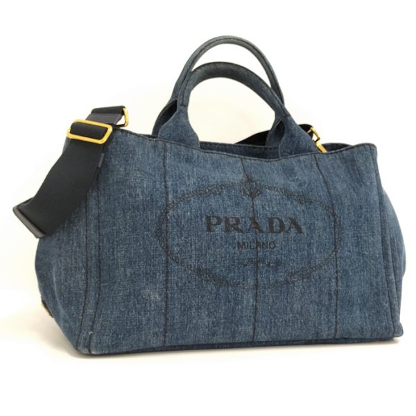 oppo 256 Prada Canapa Tote Bag 2WAY Shoulder Bag Denim Blue