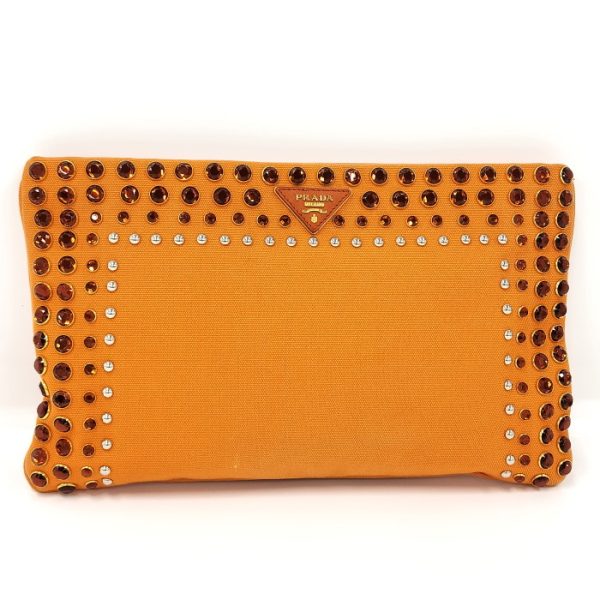 oppo 256 PRADA Bijou Clutch Bag Canvas Orange