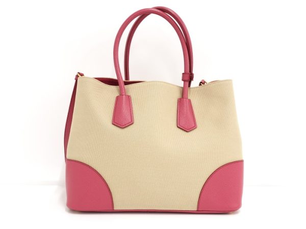 oppo 256 Prada 2WAY Shoulder Bag Canvas Beige Pink