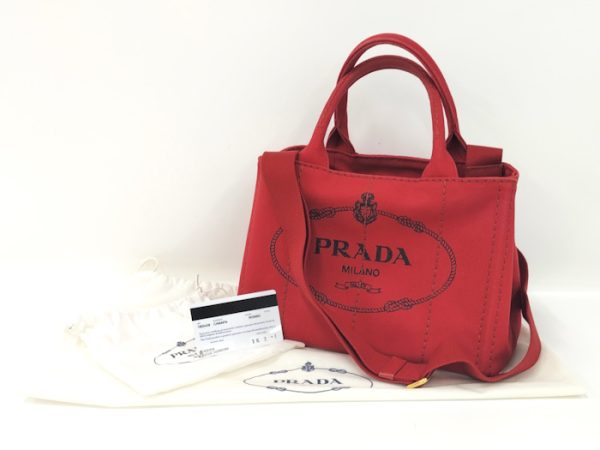 oppo 256 PRADA Canapa 2WAY Tote Bag Canvas Red