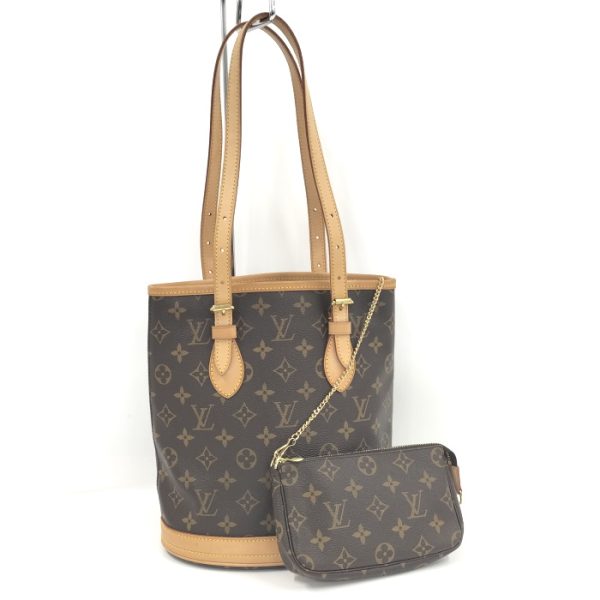 2000803257800741 1 Louis Vuitton Bucket PM Tote Bag with Pouch Monogram Black