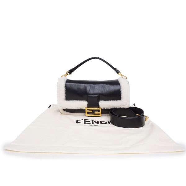 200091239018 13 Fendi Mouton Leather Mamma Bucket Leather Handbag Black