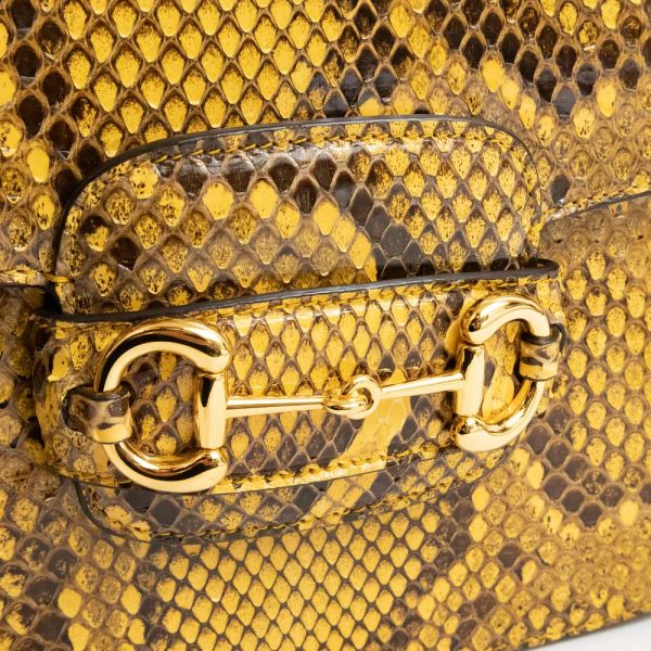 200094666018 10 Gucci Python Horsebit 1955 Small Leather Shoulder Bag Yellow