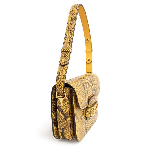 200094666018 4 Gucci Python Horsebit 1955 Small Leather Shoulder Bag Yellow